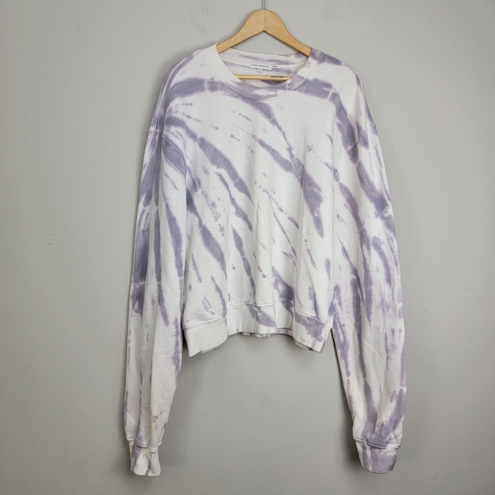 GOOD AMERICAN Tie Dye Boyfriend Sweatshirt Women's Size 4 Extra Long Sleeve